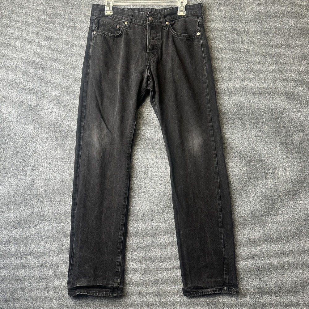 Straight Leg Denim Jeans 32x30 Black Charcoal Wash Casual Comftorable Minimal